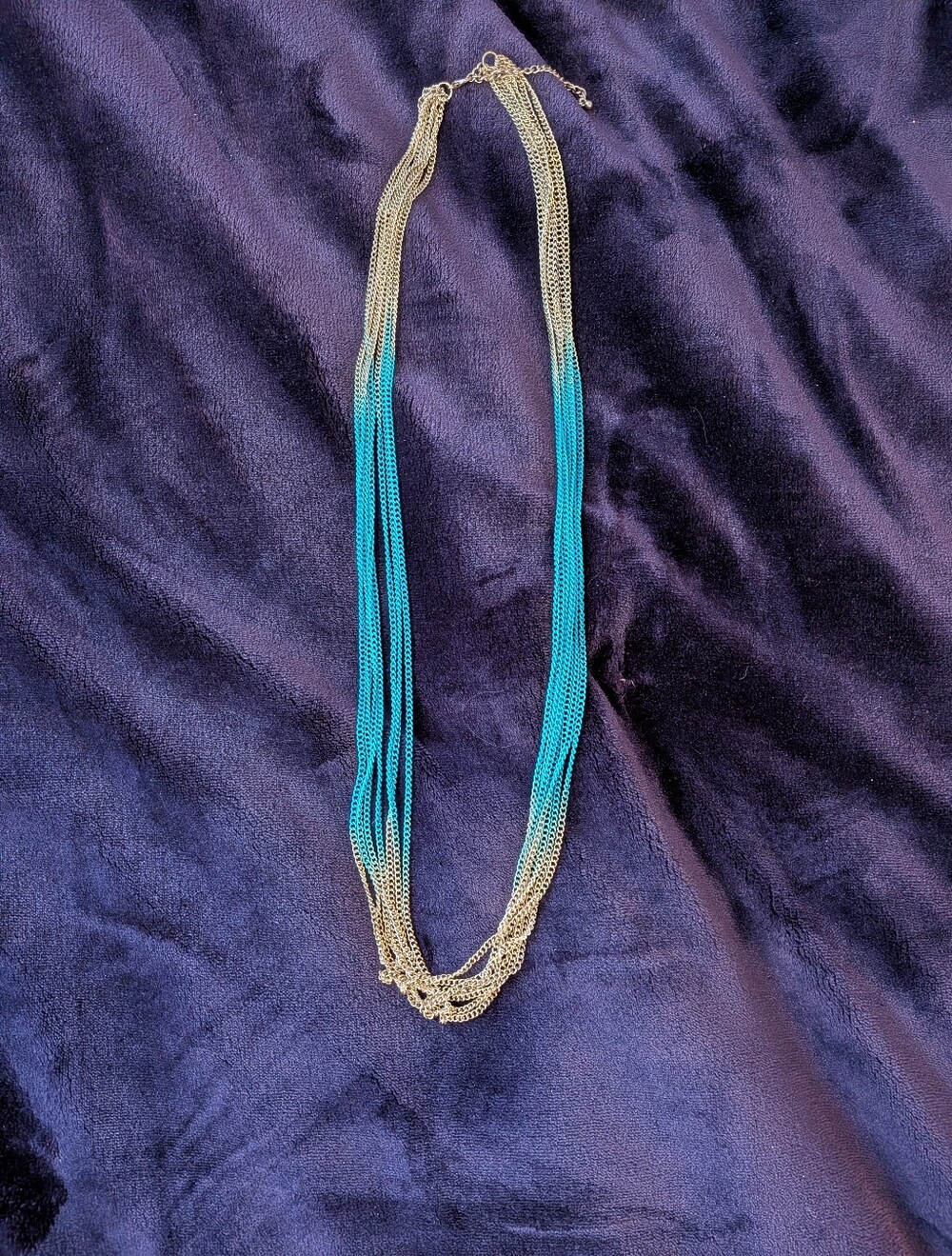 Gold-tone and Turqoise Dip-dyed Multi-Strand Necklace